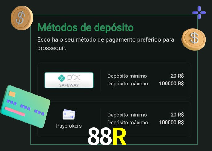O cassino 88R oferece uma grande variedade de métodos de pagamento